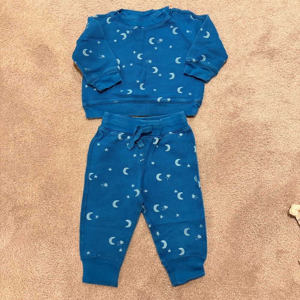 Hanna Andersson Blue Celestial waffle lounge Set